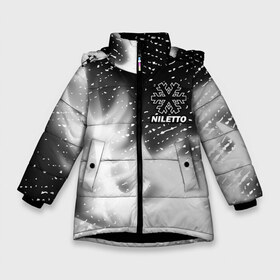 Зимняя куртка для девочек 3D с принтом НИЛЕТТО Niletto в Новосибирске, ткань верха — 100% полиэстер; подклад — 100% полиэстер, утеплитель — 100% полиэстер. | длина ниже бедра, удлиненная спинка, воротник стойка и отстегивающийся капюшон. Есть боковые карманы с листочкой на кнопках, утяжки по низу изделия и внутренний карман на молнии. 

Предусмотрены светоотражающий принт на спинке, радужный светоотражающий элемент на пуллере молнии и на резинке для утяжки. | hip | hop | logo | music | nileto | niletto | rap | знак | лого | логотип | логотипы | любимка | музыка | музыкант | нилето | нилетто | рэп | символ | символы | хип | хоп
