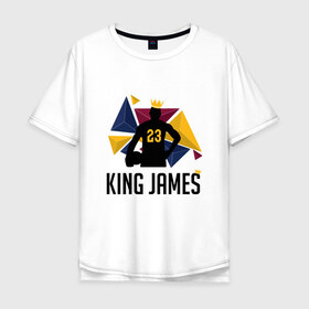 Мужская футболка хлопок Oversize с принтом King James в Новосибирске, 100% хлопок | свободный крой, круглый ворот, “спинка” длиннее передней части | 23 | anthony davis | basketball | bryant | game | james | kobe | lebron | los angeles | nba | sport | баскетбол | брайант | бровь | джеймс | калифорния | коби | король | леброн | лейкерс | лос анджелес | нба | спорт | тренер | чемпио