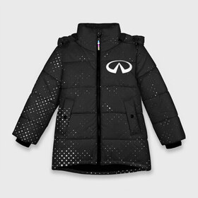 Зимняя куртка для девочек 3D с принтом INFINITI Инфинити в Новосибирске, ткань верха — 100% полиэстер; подклад — 100% полиэстер, утеплитель — 100% полиэстер. | длина ниже бедра, удлиненная спинка, воротник стойка и отстегивающийся капюшон. Есть боковые карманы с листочкой на кнопках, утяжки по низу изделия и внутренний карман на молнии. 

Предусмотрены светоотражающий принт на спинке, радужный светоотражающий элемент на пуллере молнии и на резинке для утяжки. | Тематика изображения на принте: auto | infiniti | infinity | logo | moto | nissan | symbol | авто | автомобиль | гонки | знак | инфинити | лого | логотип | логотипы | марка | машина | мото | ниссан | символ | символы
