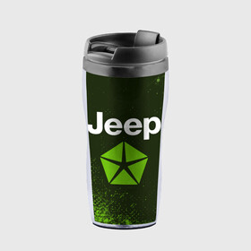 Термокружка-непроливайка с принтом JEEP / Джип в Новосибирске, внутренняя часть — пищевой пластик, наружная часть — прозрачный пластик, между ними — полиграфическая вставка с рисунком | объем — 350 мл, герметичная крышка | Тематика изображения на принте: auto | jeep | logo | moto | symbol | авто | автомобиль | гонки | джип | знак | лого | логотип | логотипы | марка | машина | мото | символ | символы