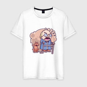 Мужская футболка хлопок с принтом Сердитый дедуля в Новосибирске, 100% хлопок | прямой крой, круглый вырез горловины, длина до линии бедер, слегка спущенное плечо. | 