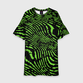 Детское платье 3D с принтом Зебра в Новосибирске, 100% полиэстер | прямой силуэт, чуть расширенный к низу. Круглая горловина, на рукавах — воланы | Тематика изображения на принте: green | green lines | green neon | green neon lines | green zebra | lines | zebra | в полоску | зебра | зеленая зебра | зелёные полосы | зелёный | зелёный неон | полоски | полосы