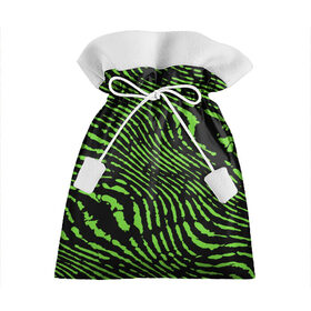Подарочный 3D мешок с принтом Зебра в Новосибирске, 100% полиэстер | Размер: 29*39 см | green | green lines | green neon | green neon lines | green zebra | lines | zebra | в полоску | зебра | зеленая зебра | зелёные полосы | зелёный | зелёный неон | полоски | полосы