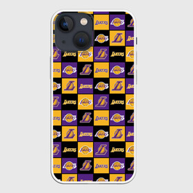 Чехол для iPhone 13 mini с принтом LA LAKERS | ЛЕЙКЕРС в Новосибирске,  |  | bryant | james | jordan | kobe | la lakers | lakers | lebron | nba | брайант | брайнт | джеймс | джордан | коби | леброн | лейкерс | лэйкерс | мамба | нба | черная