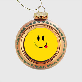 Стеклянный ёлочный шар с принтом Смайлик в Новосибирске, Стекло | Диаметр: 80 мм | Тематика изображения на принте: cheerful | emoticon | icon | joy | smile | tongue | веселый | значок | радость | смайлик | улыбка | язык