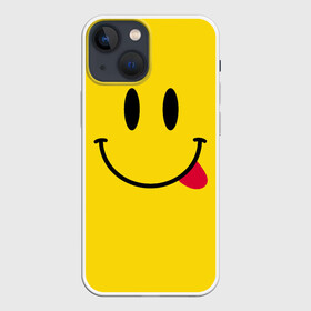 Чехол для iPhone 13 mini с принтом Смайлик в Новосибирске,  |  | cheerful | emoticon | icon | joy | smile | tongue | веселый | значок | радость | смайлик | улыбка | язык