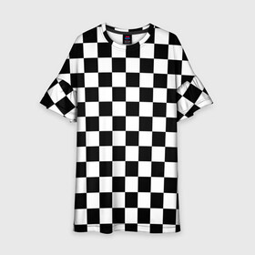Детское платье 3D с принтом Шахматка в Новосибирске, 100% полиэстер | прямой силуэт, чуть расширенный к низу. Круглая горловина, на рукавах — воланы | абстракция | в клетку | игра | клетка | клеточка | тренд | черно белая | черно белая клетка | шахматка | шахматная клетка | шахматы