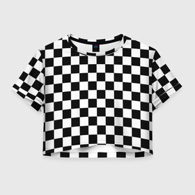 Женская футболка Crop-top 3D с принтом Шахматка в Новосибирске, 100% полиэстер | круглая горловина, длина футболки до линии талии, рукава с отворотами | абстракция | в клетку | игра | клетка | клеточка | тренд | черно белая | черно белая клетка | шахматка | шахматная клетка | шахматы