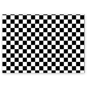 Поздравительная открытка с принтом Шахматка в Новосибирске, 100% бумага | плотность бумаги 280 г/м2, матовая, на обратной стороне линовка и место для марки
 | Тематика изображения на принте: абстракция | в клетку | игра | клетка | клеточка | тренд | черно белая | черно белая клетка | шахматка | шахматная клетка | шахматы