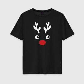 Женская футболка хлопок Oversize с принтом Deer Papa в Новосибирске, 100% хлопок | свободный крой, круглый ворот, спущенный рукав, длина до линии бедер
 | 2020 | family look | merry christmas | new year | год крысы | зима | новый год | праздник | рождество | фэмили лук