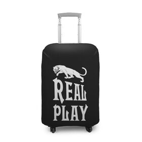 Чехол для чемодана 3D с принтом Real Play - черная пантера в Новосибирске, 86% полиэфир, 14% спандекс | двустороннее нанесение принта, прорези для ручек и колес | real play | большие кошки | игра | кошки | надпись | пантера
