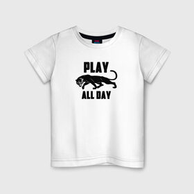 Детская футболка хлопок с принтом Пантера - Play в Новосибирске, 100% хлопок | круглый вырез горловины, полуприлегающий силуэт, длина до линии бедер | play | большие кошки | игра | кошки | пантера