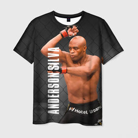 Мужская футболка 3D с принтом Anderson Silva в Новосибирске, 100% полиэфир | прямой крой, круглый вырез горловины, длина до линии бедер | ahmat | anderson | mma | silva | ufc | андерсон | ахмат | бои без правил | микс файт | мма | силва | сильва