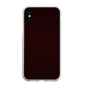 Чехол для iPhone XS Max матовый с принтом Red mesh в Новосибирске, Силикон | Область печати: задняя сторона чехла, без боковых панелей | abstraction | dark | hexagon | mesh | red | red mesh | shape | texture | абстракция | красная сетка | красный | сетка | текстура | темный | форма | шестиугольник