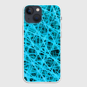 Чехол для iPhone 13 mini с принтом GARDER в Новосибирске,  |  | abstraction | acidic | blue | lines | mesh | shapes | surface | texture | абстракция | кислотный | линии | поверхность | сетка | текстура | формы