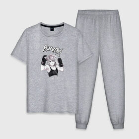 Мужская пижама хлопок с принтом Ронда Роузи в Новосибирске, 100% хлопок | брюки и футболка прямого кроя, без карманов, на брюках мягкая резинка на поясе и по низу штанин
 | без | бои | бойцы | правил | спорт