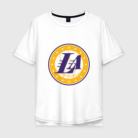 Мужская футболка хлопок Oversize с принтом LA Lakers в Новосибирске, 100% хлопок | свободный крой, круглый ворот, “спинка” длиннее передней части | 23 | anthony davis | basketball | bryant | game | james | kobe | lebron | los angeles | nba | sport | баскетбол | брайант | бровь | джеймс | калифорния | коби | король | леброн | лейкерс | лос анджелес | нба | спорт | тренер | чемпио