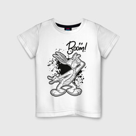 Детская футболка хлопок с принтом Багз Банни в Новосибирске, 100% хлопок | круглый вырез горловины, полуприлегающий силуэт, длина до линии бедер | bugs bunny | cartoon network | looney tunes | vdlobnik | warner bros. cartoons | багз банни | безумные мелодии луни тюнз | луни тюнс