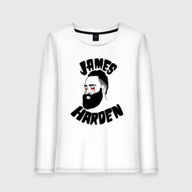 Женский лонгслив хлопок с принтом James Harden в Новосибирске, 100% хлопок |  | basketball | game | harden | houston | james | nba | rockets | sport | баскетбол | борода | джеймс | нба | рокетс | спорт | тренер | харден | хьюстон | чемпион