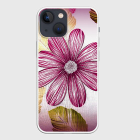 Чехол для iPhone 13 mini с принтом Арт цветок в Новосибирске,  |  | арт | лист | нарисованный цветок | ромашка | цветок | цветочек
