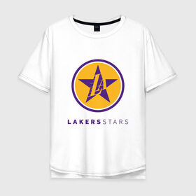 Мужская футболка хлопок Oversize с принтом Lakers Stars в Новосибирске, 100% хлопок | свободный крой, круглый ворот, “спинка” длиннее передней части | Тематика изображения на принте: 23 | anthony davis | basketball | bryant | game | james | kobe | lebron | los angeles | nba | sport | баскетбол | брайант | бровь | джеймс | калифорния | коби | король | леброн | лейкерс | лос анджелес | нба | спорт | тренер | чемпио