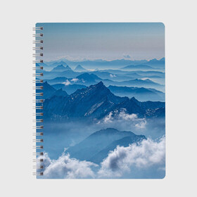 Тетрадь с принтом Горы в Новосибирске, 100% бумага | 48 листов, плотность листов — 60 г/м2, плотность картонной обложки — 250 г/м2. Листы скреплены сбоку удобной пружинной спиралью. Уголки страниц и обложки скругленные. Цвет линий — светло-серый
 | Тематика изображения на принте: гора | гористый | горы | небеса | небо | облака | облако | пейзаж | пейзажи | туча | тучи | холм | холмистый | холмы