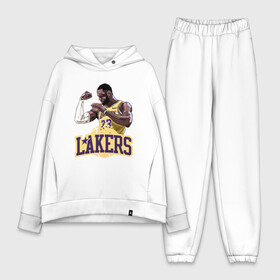 Женский костюм хлопок Oversize с принтом LeBron   Lakers в Новосибирске,  |  | 23 | anthony davis | basketball | bryant | game | james | kobe | lebron | los angeles | nba | sport | баскетбол | брайант | бровь | джеймс | калифорния | коби | король | леброн | лейкерс | лос анджелес | нба | спорт | тренер | чемпио