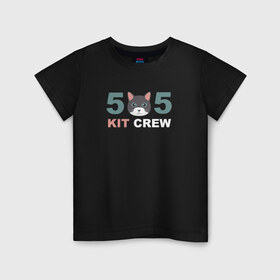 Детская футболка хлопок с принтом 505 kit crew в Новосибирске, 100% хлопок | круглый вырез горловины, полуприлегающий силуэт, длина до линии бедер | Тематика изображения на принте: 505 | cat | crew | error | kit | звери | кот | кошка | мода | тренд