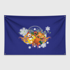 Флаг-баннер с принтом Новогоднее настроение в Новосибирске, 100% полиэстер | размер 67 х 109 см, плотность ткани — 95 г/м2; по краям флага есть четыре люверса для крепления | 
