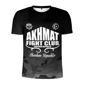 Мужская футболка 3D спортивная с принтом FIGHT CLUB AKHMAT в Новосибирске, 100% полиэстер с улучшенными характеристиками | приталенный силуэт, круглая горловина, широкие плечи, сужается к линии бедра | aca | acb | akhmat | club | fight | mma | wfca | ахмат | грозный | чечня