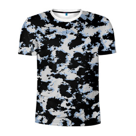 Мужская футболка 3D спортивная с принтом Sky Camo в Новосибирске, 100% полиэстер с улучшенными характеристиками | приталенный силуэт, круглая горловина, широкие плечи, сужается к линии бедра | black and white | camo | camouflage | cloud | clouds | skies | sky | sky camouflage | urban | urban camo | urban camouflage | городской камуфляж | камуфляж | облака | облако | чёрный и белый
