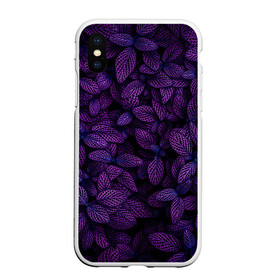 Чехол для iPhone XS Max матовый с принтом Purple Leaves в Новосибирске, Силикон | Область печати: задняя сторона чехла, без боковых панелей | leaves | nature | pink | plants | purple | striped | texture | veins | жилки | листья | полосатый | природа | растения | розовый | текстура | фиолетовый