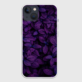 Чехол для iPhone 13 с принтом Purple Leaves в Новосибирске,  |  | leaves | nature | pink | plants | purple | striped | texture | veins | жилки | листья | полосатый | природа | растения | розовый | текстура | фиолетовый