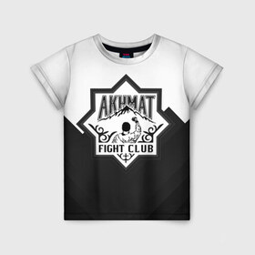 Детская футболка 3D с принтом Akhmat Fight Club в Новосибирске, 100% гипоаллергенный полиэфир | прямой крой, круглый вырез горловины, длина до линии бедер, чуть спущенное плечо, ткань немного тянется | akhmat | fight club | wfca | ахмат | бойцовский клуб | смешанные единоборства