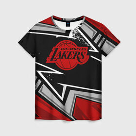 Женская футболка 3D с принтом LA LAKERS RED в Новосибирске, 100% полиэфир ( синтетическое хлопкоподобное полотно) | прямой крой, круглый вырез горловины, длина до линии бедер | bryant | james | jordan | kobe | la lakers | lakers | lebron | nba | баскетбол | брайант | брайнт | джеймс | джордан | коби | леброн | лейкерс | лэйкерс | мамба | нба | черная