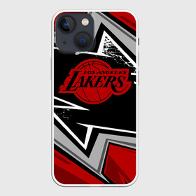 Чехол для iPhone 13 mini с принтом LA LAKERS RED в Новосибирске,  |  | bryant | james | jordan | kobe | la lakers | lakers | lebron | nba | баскетбол | брайант | брайнт | джеймс | джордан | коби | леброн | лейкерс | лэйкерс | мамба | нба | черная