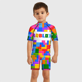 Детский купальный костюм 3D с принтом ROBLOX LEGO в Новосибирске, Полиэстер 85%, Спандекс 15% | застежка на молнии на спине | piggy | roblox | roblox games | roblox piggy | игра роблокс | пигги. | роблокс | роблокс пигги | робукс