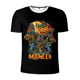Мужская футболка 3D спортивная с принтом Хэллоуин в Новосибирске, 100% полиэстер с улучшенными характеристиками | приталенный силуэт, круглая горловина, широкие плечи, сужается к линии бедра | Тематика изображения на принте: diy | ghost | halloween | horror | makeup | scary | skull clown | trick or treat | вампир | ведьма | кошка | луна | магия | ночь | тыква | хэллоуин