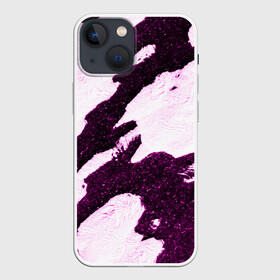 Чехол для iPhone 13 mini с принтом Shine в Новосибирске,  |  | abstraction | bw | ice | pink | shine | snow | texture | top view | white | абстракция | белый | блеск | вид сверху | лед | розовый | снег | текстура | чб