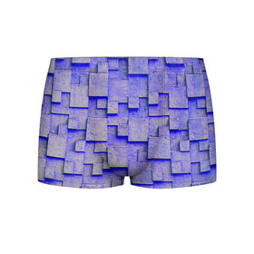 Мужские трусы 3D с принтом UlliCom в Новосибирске, 50% хлопок, 50% полиэстер | классическая посадка, на поясе мягкая тканевая резинка | Тематика изображения на принте: abstraction | blue | mesh | mosaic | panels | surface | texture | абстракция | мозайка | панели | поверхность | сетка | синий | текстура