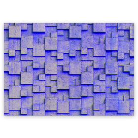Поздравительная открытка с принтом UlliCom в Новосибирске, 100% бумага | плотность бумаги 280 г/м2, матовая, на обратной стороне линовка и место для марки
 | Тематика изображения на принте: abstraction | blue | mesh | mosaic | panels | surface | texture | абстракция | мозайка | панели | поверхность | сетка | синий | текстура