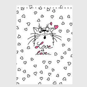 Скетчбук с принтом Любовь - Кот в Новосибирске, 100% бумага
 | 48 листов, плотность листов — 100 г/м2, плотность картонной обложки — 250 г/м2. Листы скреплены сверху удобной пружинной спиралью | Тематика изображения на принте: cat | love | котики | коты | кошки | любовь | сердце