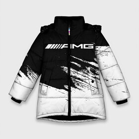 Зимняя куртка для девочек 3D с принтом AMG MERCEDES в Новосибирске, ткань верха — 100% полиэстер; подклад — 100% полиэстер, утеплитель — 100% полиэстер. | длина ниже бедра, удлиненная спинка, воротник стойка и отстегивающийся капюшон. Есть боковые карманы с листочкой на кнопках, утяжки по низу изделия и внутренний карман на молнии. 

Предусмотрены светоотражающий принт на спинке, радужный светоотражающий элемент на пуллере молнии и на резинке для утяжки. | 2020 | amg | auto | mercedes | sport | авто | автомобиль | автомобильные | амг | бренд | марка | машины | мерседес | спорт