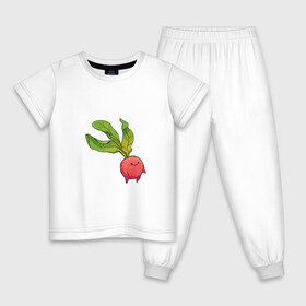 Детская пижама хлопок с принтом Милая редиска в Новосибирске, 100% хлопок |  брюки и футболка прямого кроя, без карманов, на брюках мягкая резинка на поясе и по низу штанин
 | арт | мило | милый | овощ | редис | редиска | рисунок | свежий овощ | свежий продукт