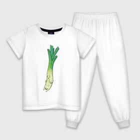 Детская пижама хлопок с принтом Милый лук в Новосибирске, 100% хлопок |  брюки и футболка прямого кроя, без карманов, на брюках мягкая резинка на поясе и по низу штанин
 | арт | длинный лук | лук | мило | милый | овощ | рисунок | свежий овощ | свежий продукт