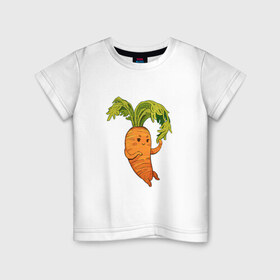 Детская футболка хлопок с принтом Милая морковка в Новосибирске, 100% хлопок | круглый вырез горловины, полуприлегающий силуэт, длина до линии бедер | 