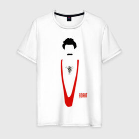 Мужская футболка хлопок с принтом БОРАТ в Новосибирске, 100% хлопок | прямой крой, круглый вырез горловины, длина до линии бедер, слегка спущенное плечо. | 