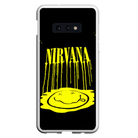 Чехол для Samsung S10E с принтом NIRVANA в Новосибирске, Силикон | Область печати: задняя сторона чехла, без боковых панелей | dave grohl | dave grohl nirvana | geffen | krist novoselic | kurt cobain | kurt cobain nirvana | music | nirvana | nirvana dave grohl | nirvana remastered | nirvana remastered videos | remastered music videos | rock | smells like teen spirit