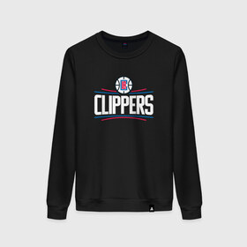 Женский свитшот хлопок с принтом Los Angeles Clippers в Новосибирске, 100% хлопок | прямой крой, круглый вырез, на манжетах и по низу широкая трикотажная резинка  | angeles | clippers | los | nba | анджелес | баскетбол | клипперс | лос | нба