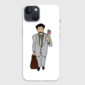 Чехол для iPhone 13 с принтом Борат в Новосибирске,  |  | america | borat | kazakhstan | kz | sagdiyev | usa | америка | борат | казахстан | кз | нраица | репортер | сагдиев